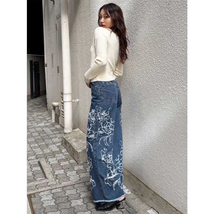 ダメージフラワーワイドデニム | MURUA | 詳細画像18 