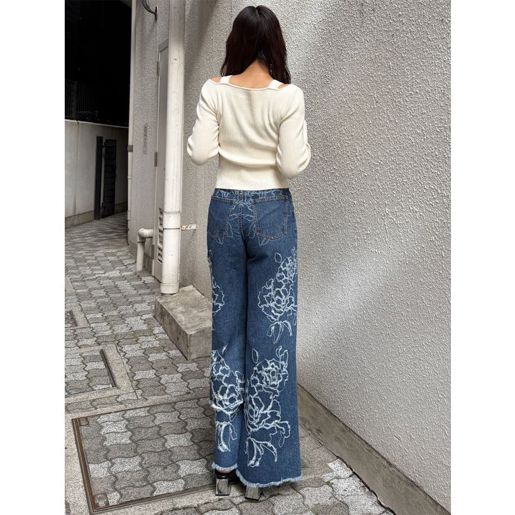 ダメージフラワーワイドデニム | MURUA | 詳細画像19 