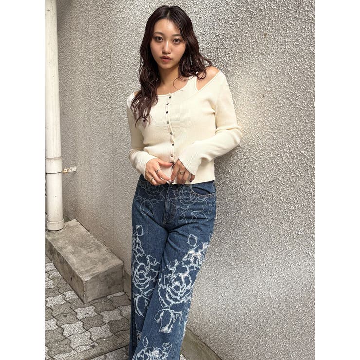 ダメージフラワーワイドデニム | MURUA | 詳細画像20 