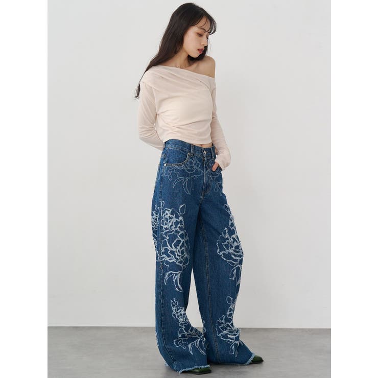 ダメージフラワーワイドデニム | MURUA | 詳細画像3 