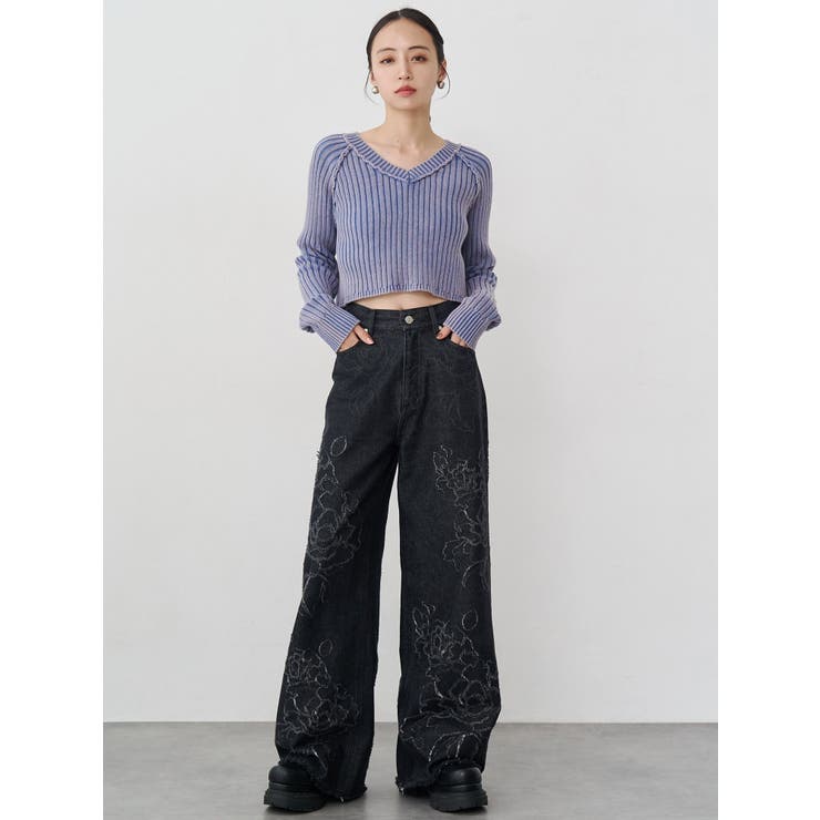 ダメージフラワーワイドデニム | MURUA | 詳細画像5 