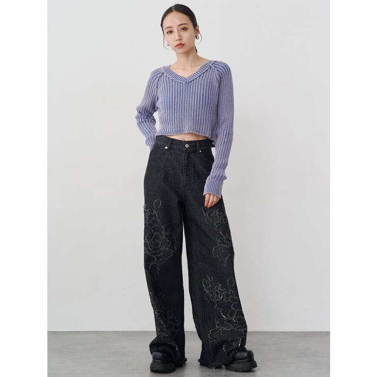 ダメージフラワーワイドデニム | MURUA | 詳細画像6 