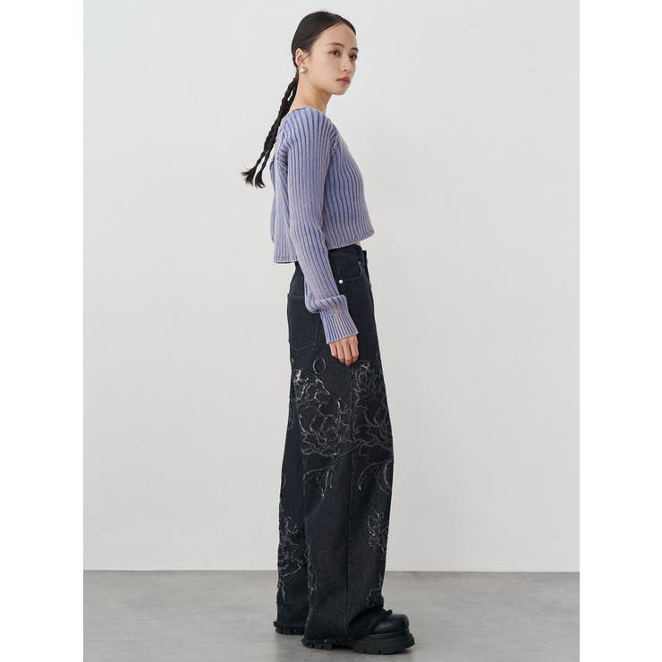 ダメージフラワーワイドデニム | MURUA | 詳細画像7 