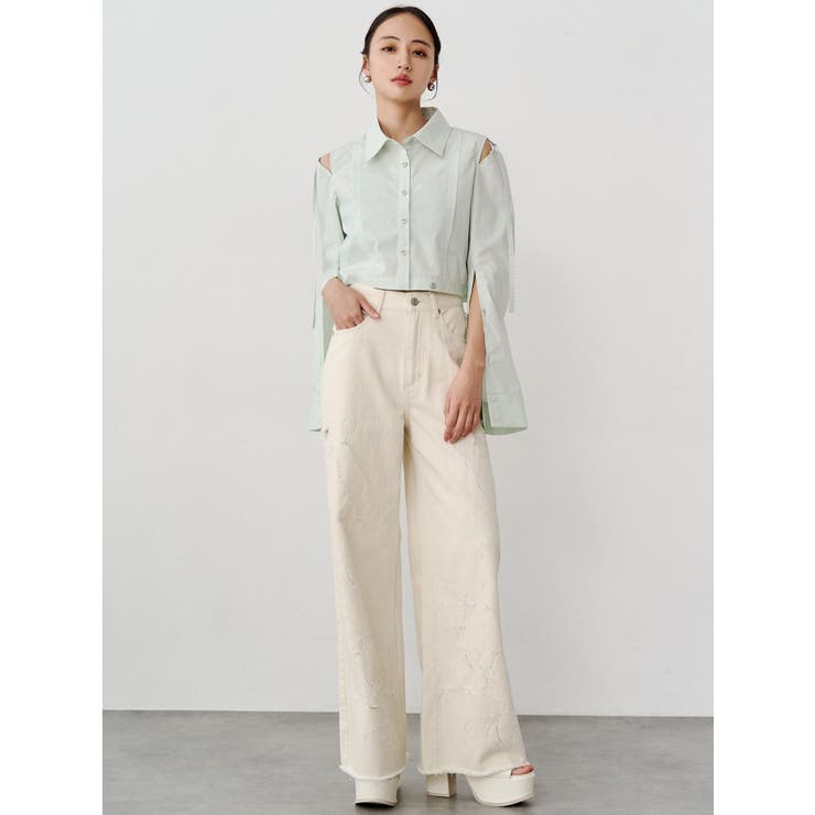 ダメージフラワーワイドデニム | MURUA | 詳細画像8 