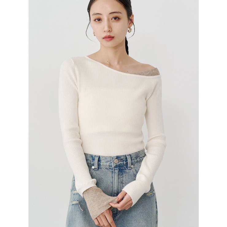 アイボリー | レイヤードワンショルニット | MURUA