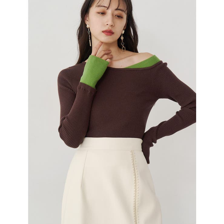 ブラウン | レイヤードワンショルニット | MURUA