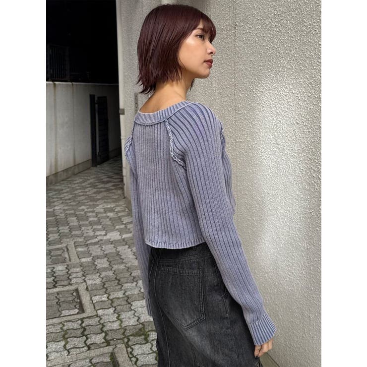 ブリーチVネッククロップドニット[品番：MKSW0068359]｜MURUA