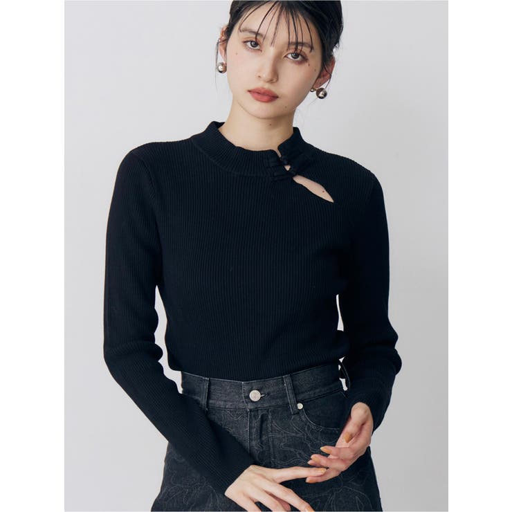 ブラック | チャイナリブニット | MURUA