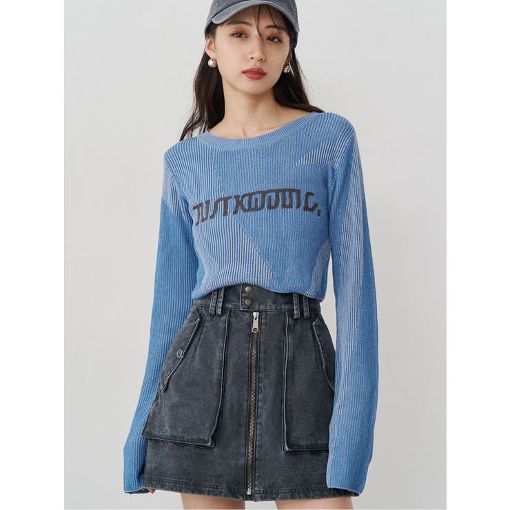 ブルー | ロゴアップリケランダムニット | MURUA