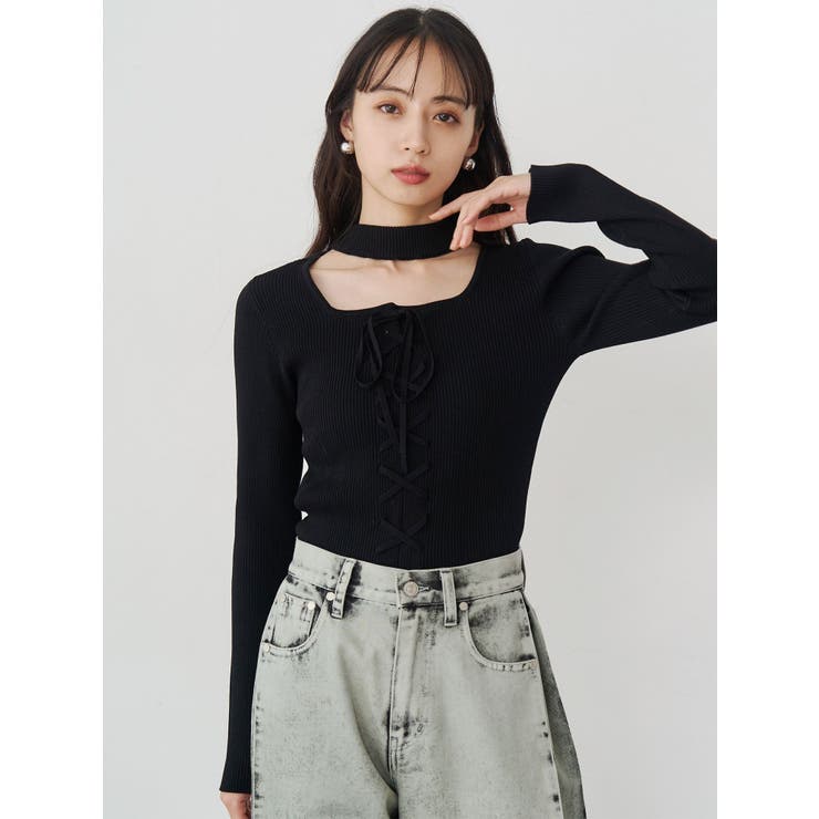 フロントレースアップニット | MURUA | 詳細画像6 