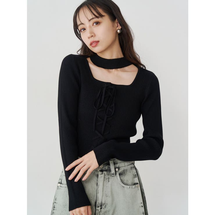 フロントレースアップニット | MURUA | 詳細画像7 