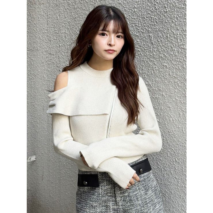 ワンショルダーZIPニット | MURUA | 詳細画像2 