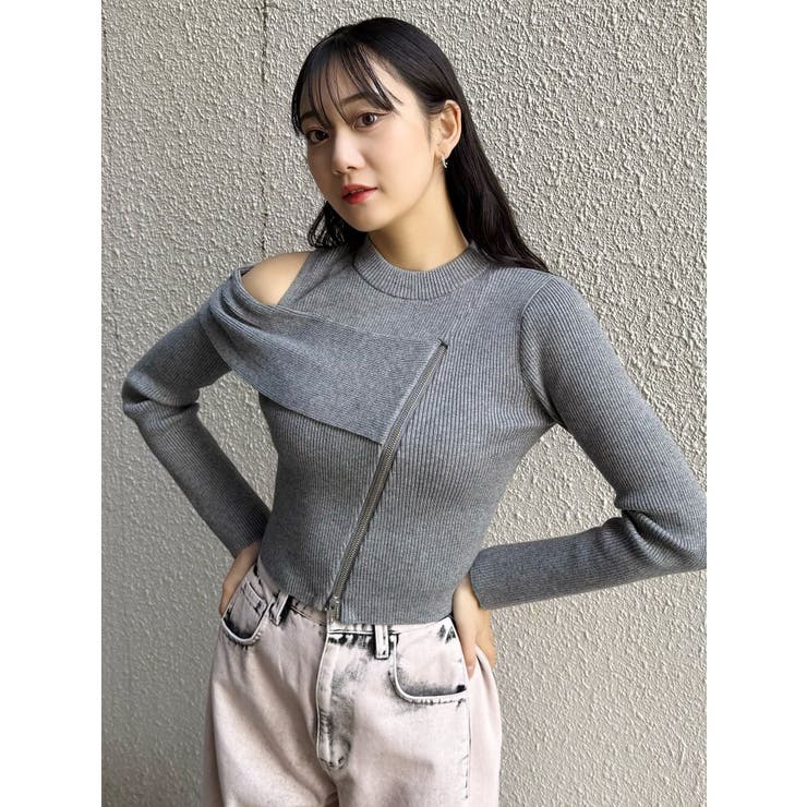 ワンショルダーZIPニット | MURUA | 詳細画像3 