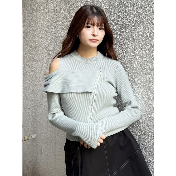 ワンショルダーZIPニット | MURUA | 詳細画像4 