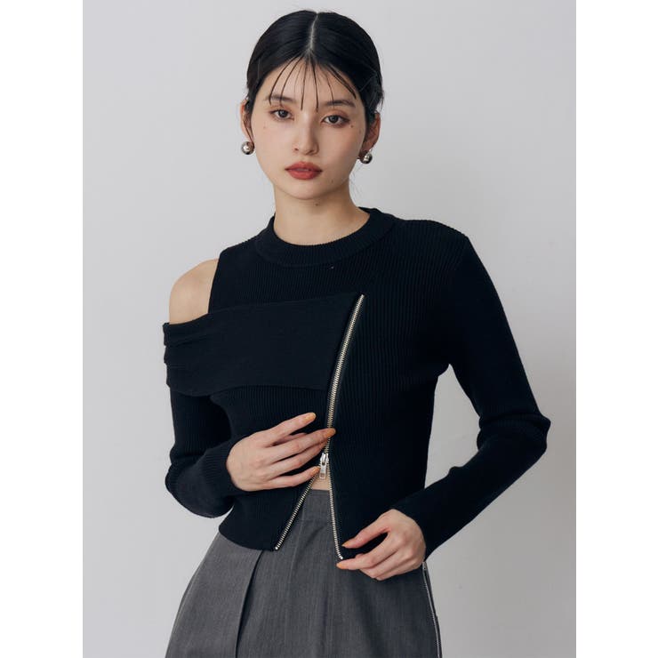 ワンショルダーZIPニット | MURUA | 詳細画像5 