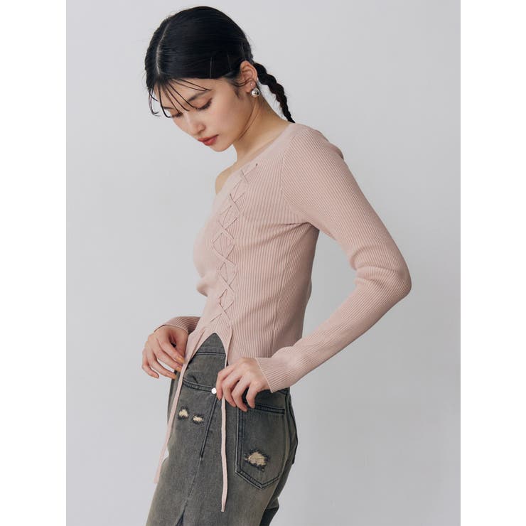 ワンショルダーレースアップニット | MURUA | 詳細画像17 