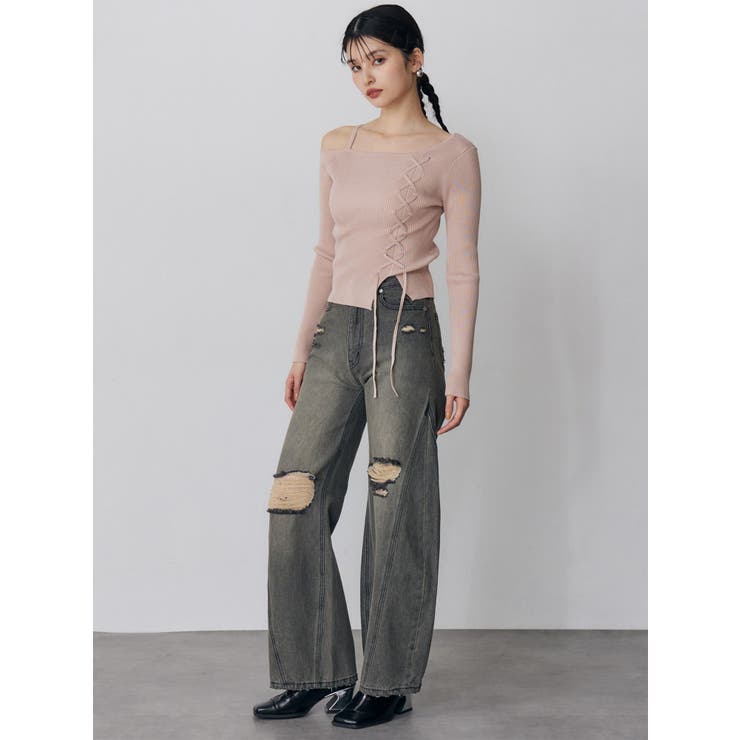 ワンショルダーレースアップニット | MURUA | 詳細画像20 