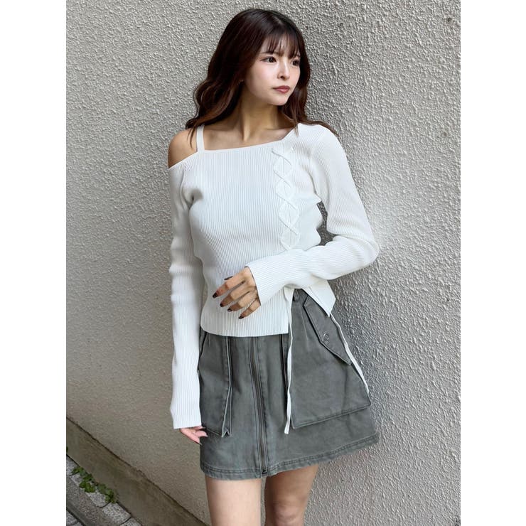 ワンショルダーレースアップニット | MURUA | 詳細画像26 