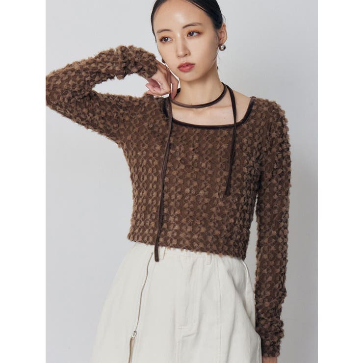 ブラウン | リボンタイフェザートップス | MURUA