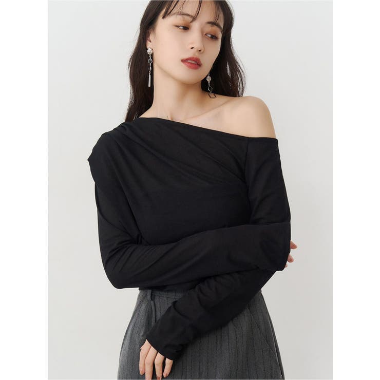 ブラック | ドレープワンショルトップス | MURUA