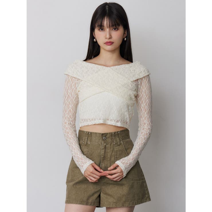 レースカシュクールオフショルトップス | MURUA | 詳細画像16 