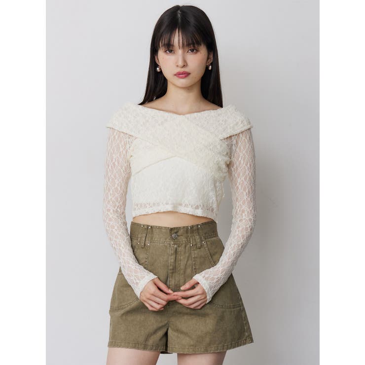 レースカシュクールオフショルトップス | MURUA | 詳細画像2 