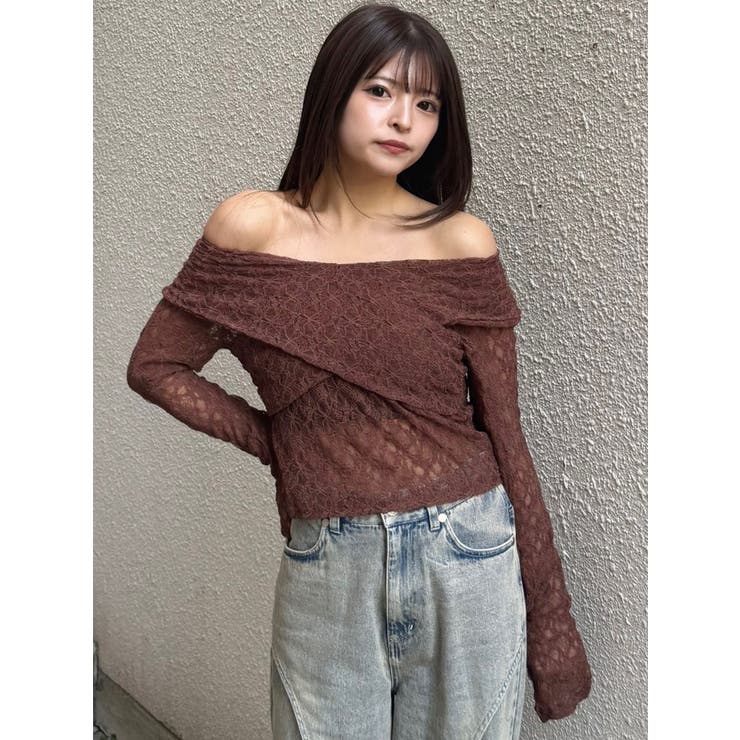 レースカシュクールオフショルトップス | MURUA | 詳細画像4 