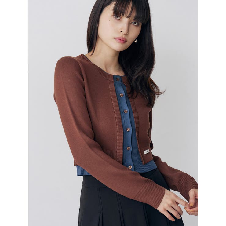 ブラウン | レイヤードクロップドカーディガン | MURUA