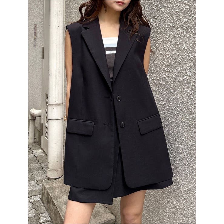 ブラック | サイドオープントテーラードジレ【セットアップ着用可】【接触冷感】 | MURUA