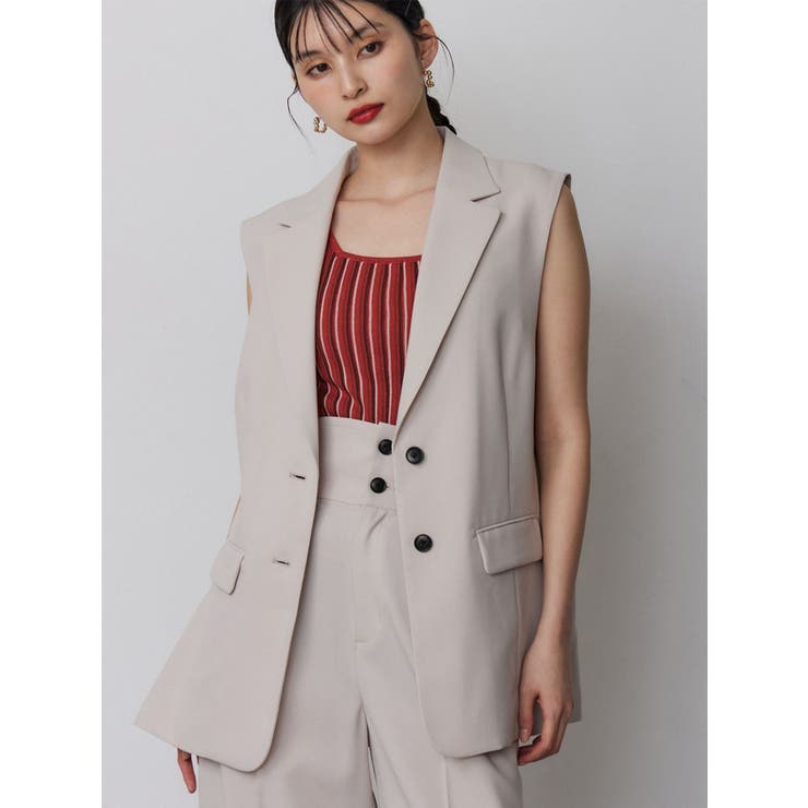 ベージュ | サイドオープントテーラードジレ【セットアップ着用可】【接触冷感】 | MURUA