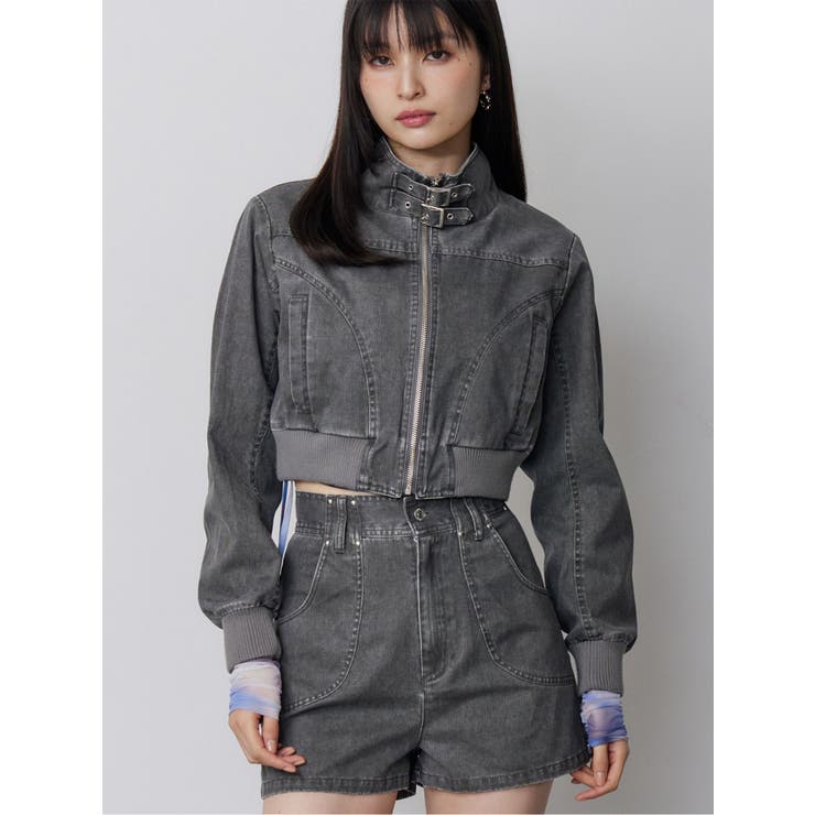 グレー | ウォッシュスタンドネックショートブルゾン【セット販売対象】 | MURUA