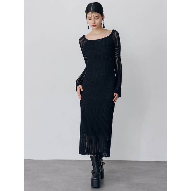 バイカラークロシェニットワンピース | MURUA | 詳細画像12 