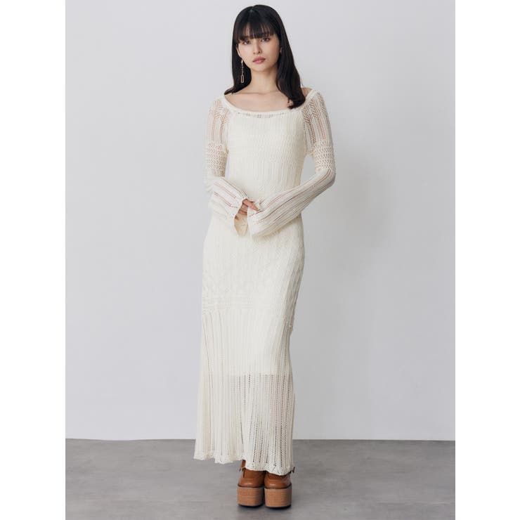 バイカラークロシェニットワンピース | MURUA | 詳細画像2 