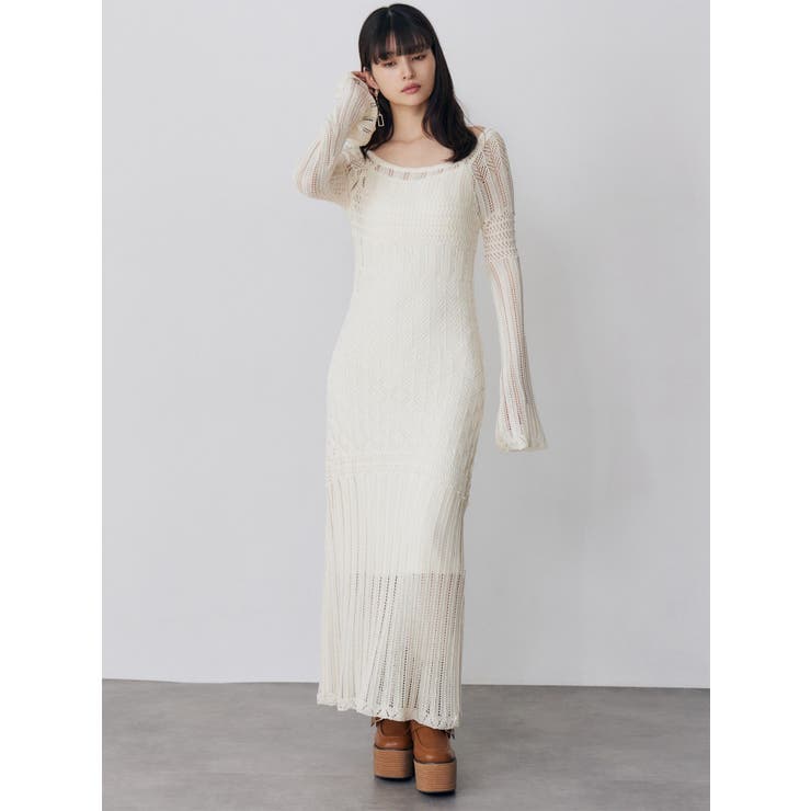 バイカラークロシェニットワンピース | MURUA | 詳細画像20 