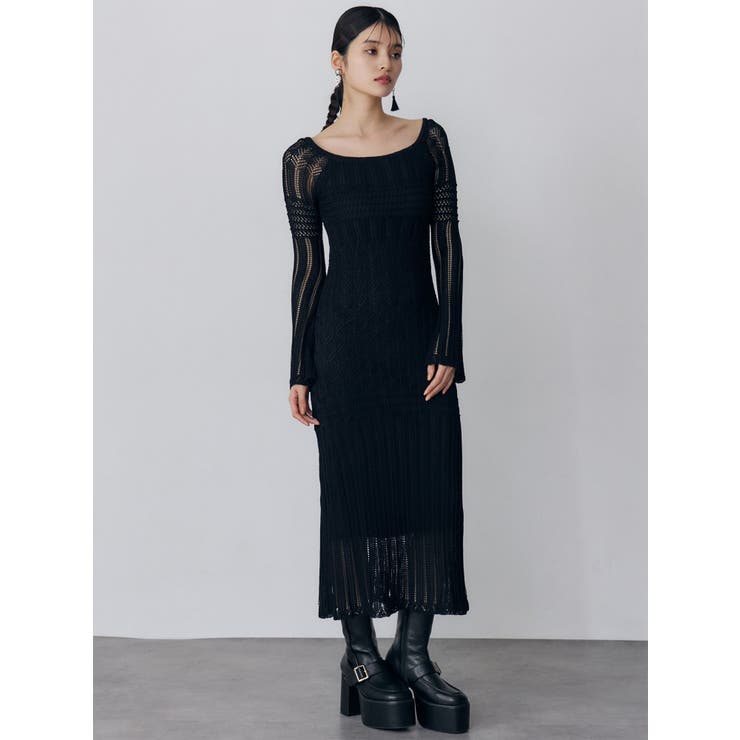 バイカラークロシェニットワンピース | MURUA | 詳細画像3 