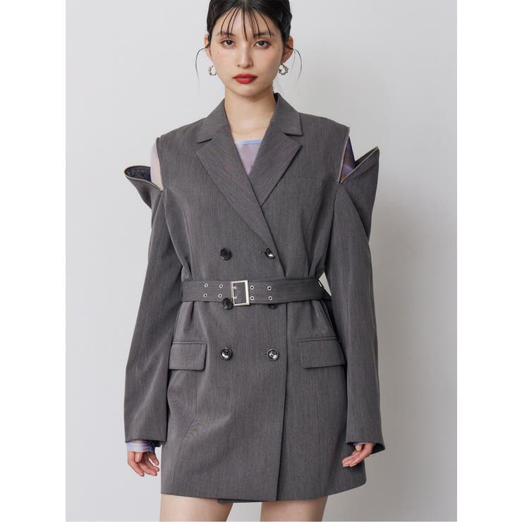 グレー | ジャケットライクZIPミニワンピース | MURUA