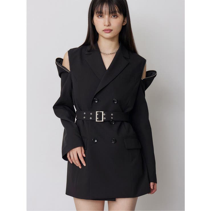 ブラック | ジャケットライクZIPミニワンピース | MURUA