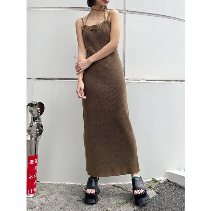 マスタード | レイヤードライクニットキャミワンピース | MURUA