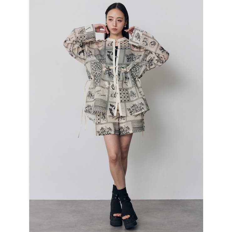 ウエストドロストシアーレースシャツ【セットアップ着用可】 | MURUA | 詳細画像14 