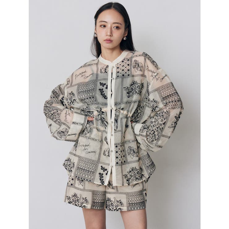 ウエストドロストシアーレースシャツ【セットアップ着用可】 | MURUA | 詳細画像4 