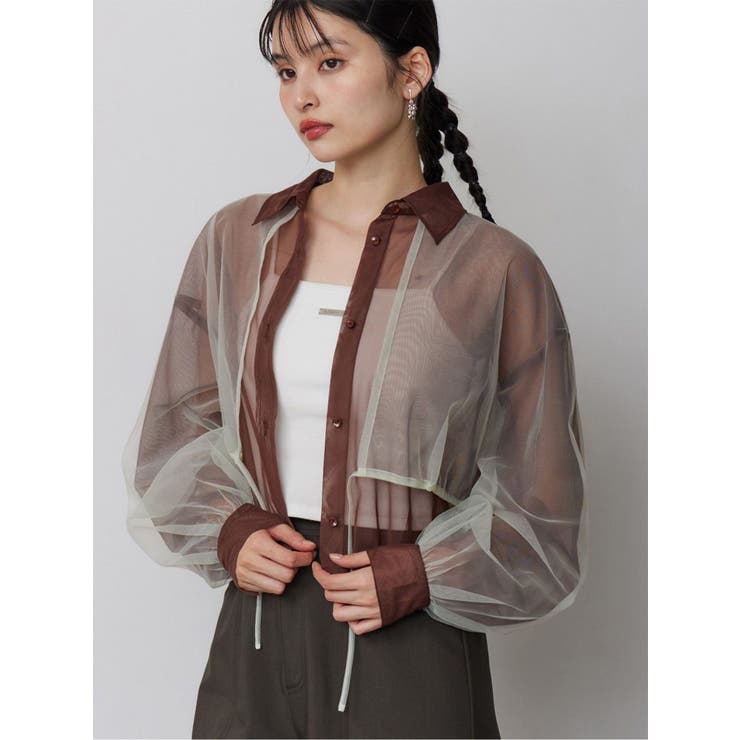 ブラウン | チュールレイヤードシャツ | MURUA