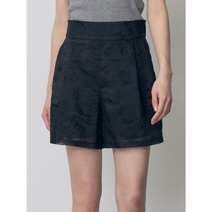 ブラック | タックレースショートパンツ【セットアップ着用可】 | MURUA