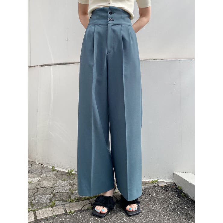 ブルー | ハイウエストセンプレワイドパンツ【セットアップ着用可】【接触冷感】 | MURUA
