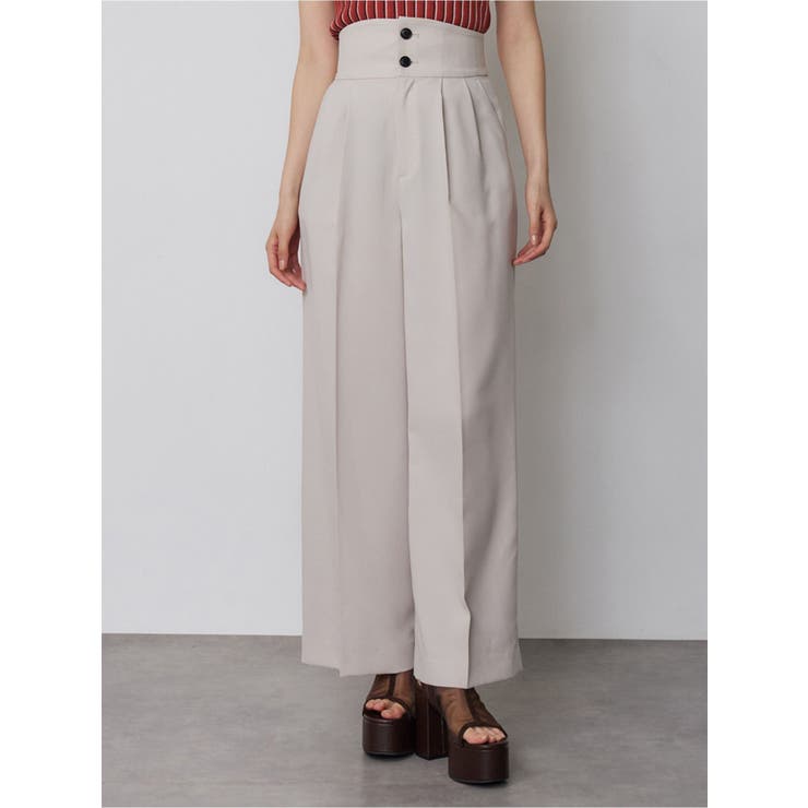 ベージュ | ハイウエストセンプレワイドパンツ【セットアップ着用可】【接触冷感】 | MURUA