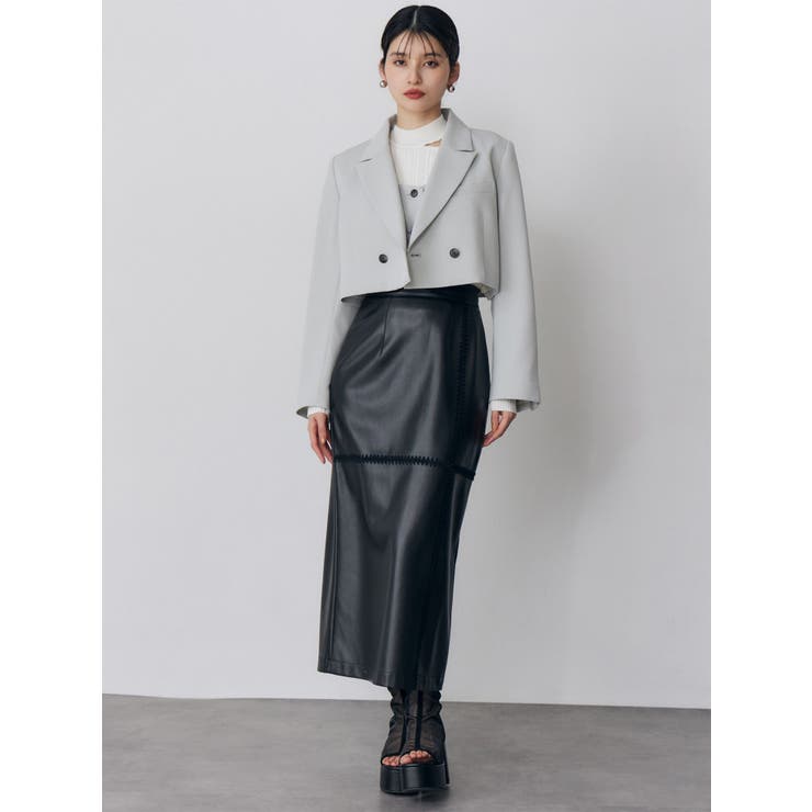 クロシェドッキングフェイクレザースカート | MURUA | 詳細画像10 
