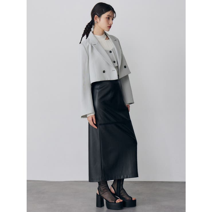 クロシェドッキングフェイクレザースカート | MURUA | 詳細画像12 