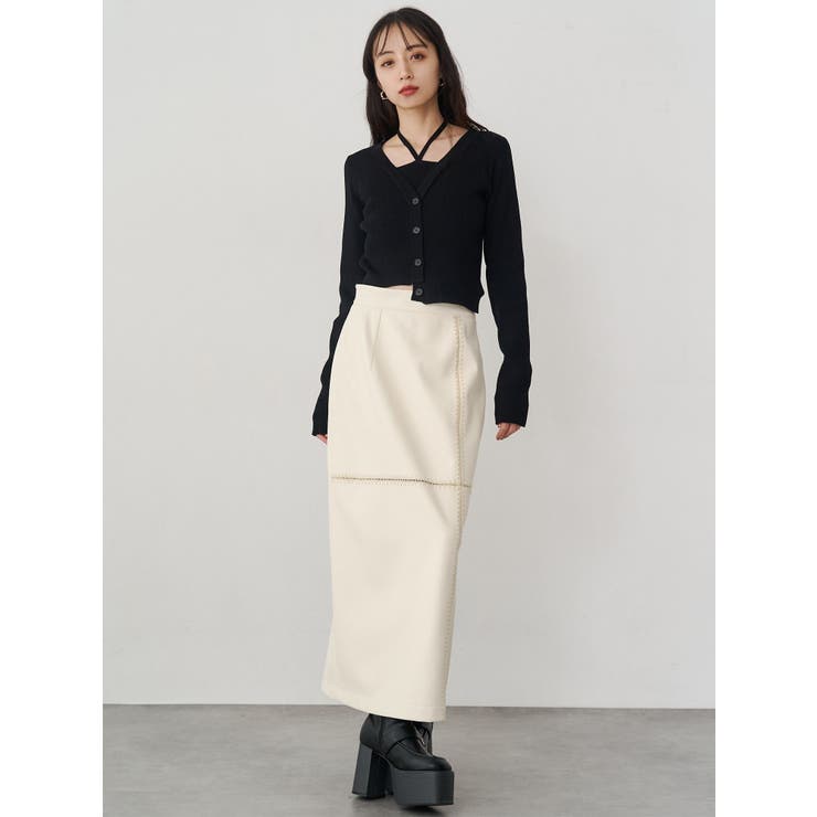 クロシェドッキングフェイクレザースカート | MURUA | 詳細画像7 