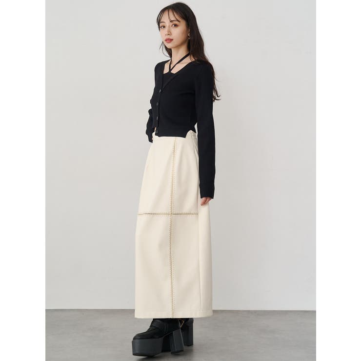 クロシェドッキングフェイクレザースカート | MURUA | 詳細画像8 