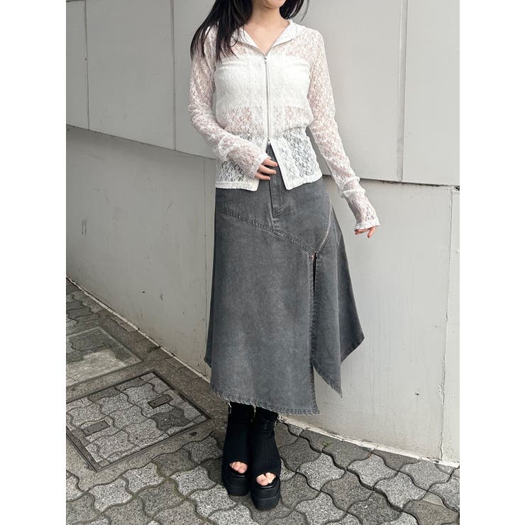 ウォッシュアシメラッフルZIPスカート【セット販売対象】 | MURUA | 詳細画像2 