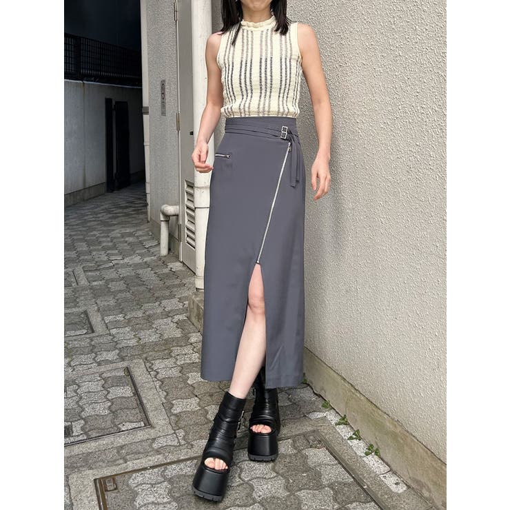 ダブルベルトアシメZIPスカート | MURUA | 詳細画像9 